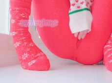 SamyKinks squirts in fuzzy pantyhose and socks gif