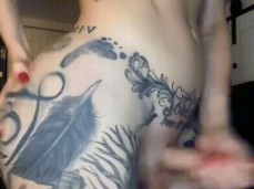 Hot Tattooed Trans Jerking Off and Shaking Ass For the Camera 🍆🍑🫱💦 gif