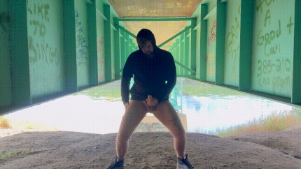 Befy, bearded, bisexual guy in hoodie cums in a deserted factory 0345-1 10