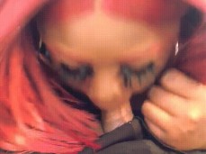 pinkhaired ebony sucking white guy gif