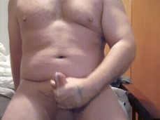 Stocky straight daddy Ricco Suave cums hard, looking at you gif