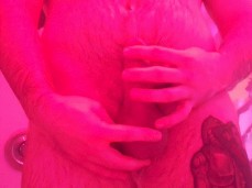 Andy sprays his beefy, hairy dad bod with piss 0235-1 gif