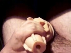 Beefy, str8 German sprays on his big hairy belly, fills his navel with cum gif
