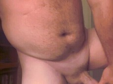 Stocky, hairy daddy bear strokes & plays with his thick hot cock 0054-1 10 gif