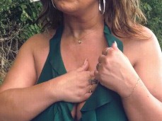 Busty green swimsuit dangling cigarette and rubbing nipples gif