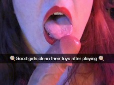 BBW slut licks her own grool off bbc dildo gif