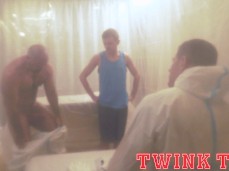 Beefy, bearded, bald-headed, hairy-chested, hung Angus strips naked 0210 6 gif