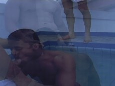 Juniorboy sucks buff, smooth Claudio's big, thick, uncut cock on a rooftop gif