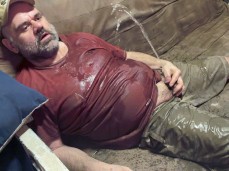 Chubby daddy gets soaked in piss gif