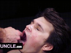 Adam Tyme gets Peter Pean's cum in his eyes and mouth gif