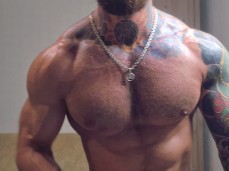 Inked, oiled up muscle hunk lets you worship his hot bouncing pecs 0357-1 9 gif