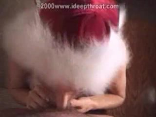Heather gives a Christmas BJ