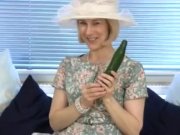 Preview 1 of Horny granny cucumber pussy penetration