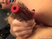 Preview 2 of Horny Emo Teen Fucks Herself Using A Hairbrush