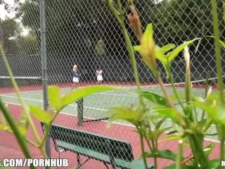 SEXY tennis MILFS are caught stretching before a match