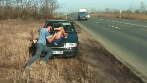 Fuck on streets babes gets wet cumshot on the highway