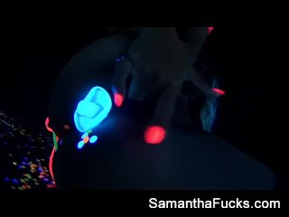 Samantha Saint Gets Off in This Super Hot_Black Light Solo