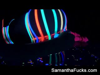 Samantha Saint Gets Off in This Super_Hot Black Light_Solo