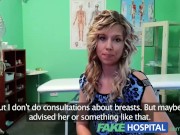 Preview 1 of Fake Hospital Doctor offers blonde a discount on new tits