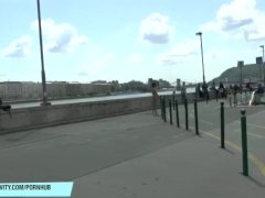 crazy chick tereza shows her naked body on public streets