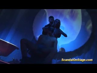 naked blonde_lapdance on public stage