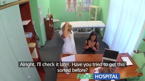 Fake Hospital Busty beautiful patient has her big breasts oiled and examine