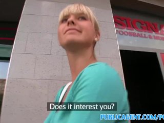 PublicAgent Blonde fucks guy for cash in car