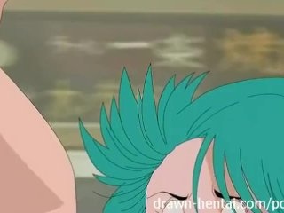 hentai, green hair, bulma, big tits