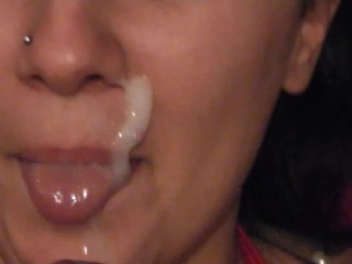 Cute GF Tia Teasing her Hubby until he Cums on her Face