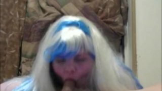 Sneak Peek At My New Hot Video With White And Blue Hair BBW Sucks Fucks And Nuts