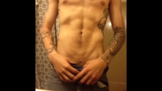 Jackin Off In The Shower With A Little Hairy Skinny Toned College Guy With Tattoos