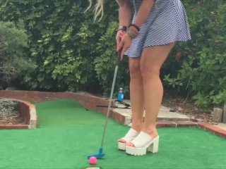 PublicExposed Hot Blonde Playing PUTT PUTT