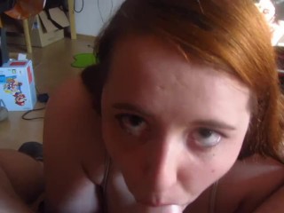 Happy Ellie Blow Job with Messy Facial