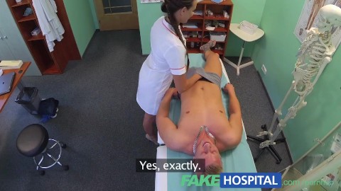 FakeHospital сексуальная медсестра получает полный рост спермы в кабинете доктора