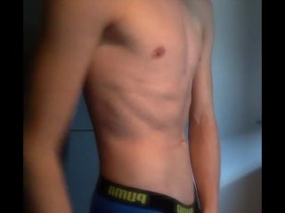 Boy showing body for webcam