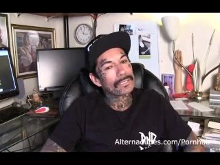 Tatted Latino skater beats off