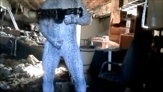 Horny snake commando walks through building looking for his enemy