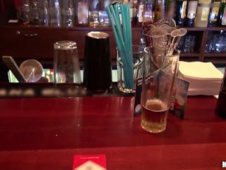 beautiful blonde barmaid gets fucked