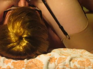 GF begs for cum on_hairy bush & sits on face, making him eat cum and_pussy