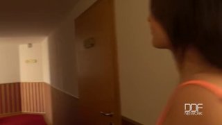Russian Teen pick up and suck in Elevator
