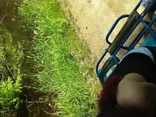 Quickie outside on the four Wheeler