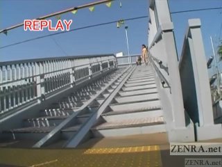 Subtitled busty Japanese public nudist goes_for a walk