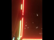 Public masturbation in store window wit s & cum