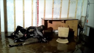 frogman surprises and shoots his load in the enemy frogman flooded lair