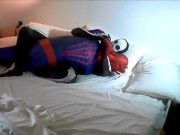 Preview 1 of skeleton humps spiderman on his white bed