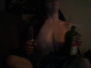 Preview 3 of Plays with tits, smokes  and drinks on cam