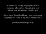 crossdressing sissy cum all over herself & belly button & small tits