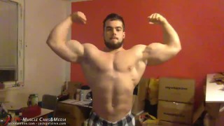 Young Hunk with Huge Arms Flexes - SFW