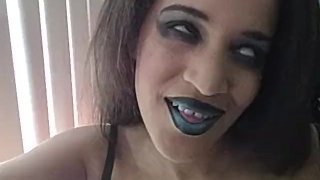 Goth girl masturbates and surprisingly cums