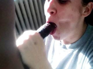 huge veiny cock, amateur, pretty black cock, oral creampie